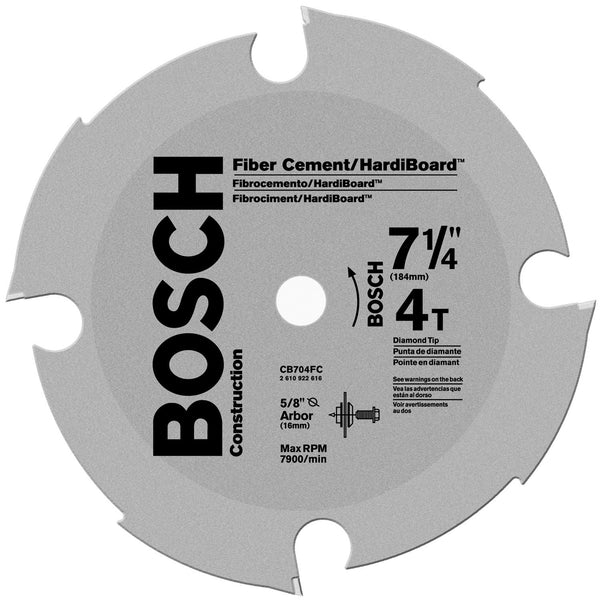 Hoja de sierra circular para fibrocemento y HardiBoard™ de 7-1/4" y 4 dientes CB704FC de Bosch