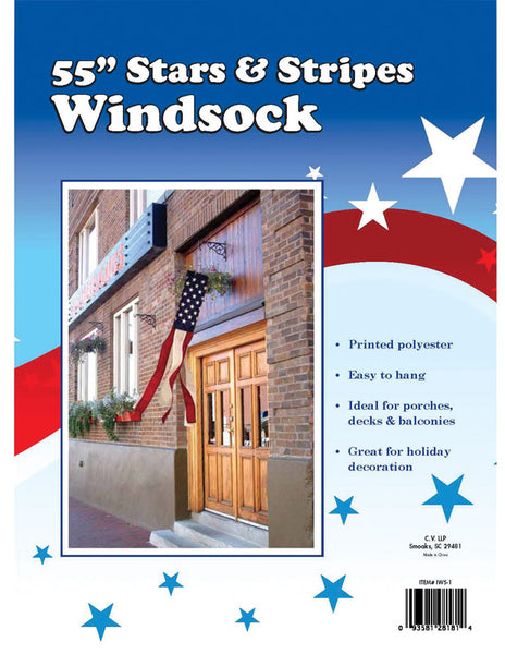 Valley Forge Stars and Stripes Windsock 55 in. H x 55 in. W