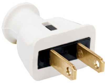 Enchufe de construcción, caucho blanco, 2 polos, 2 cables, NEMA 1-15P, 15 A, 125 V