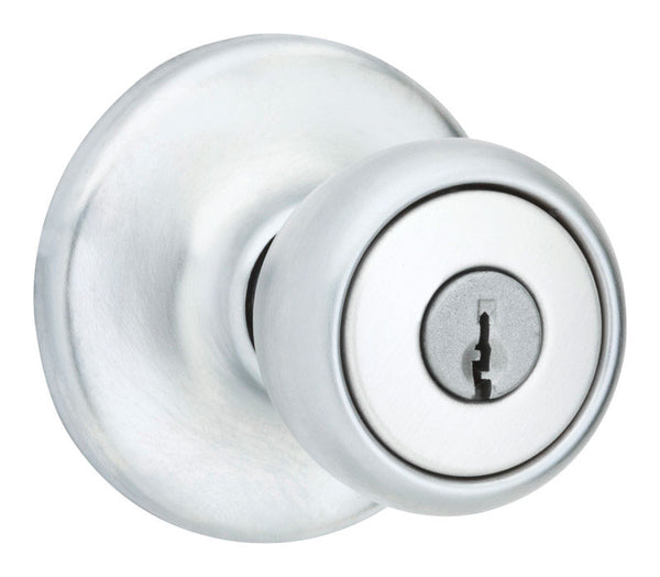 Kwikset Tylo Satin Chrome Entry Knobs ANSI/BHMA Grade 3 1-3/4 in.