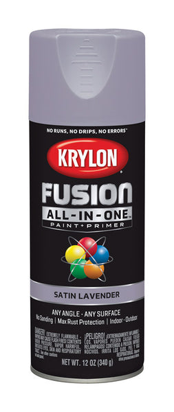 Krylon Fusion All-In-One Satin Lavender Paint + Primer Spray Paint 12 oz. (Pack of 6)