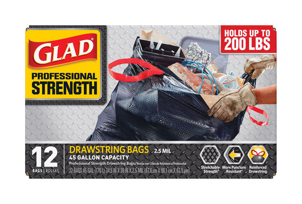 Glad Professional Strength 45 gal. Trash Bags Drawstring 12 pk