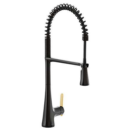 Grifo de cocina monomando de arco alto extraíble en color negro mate