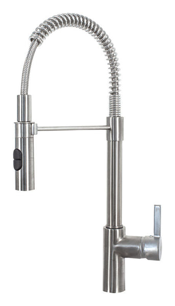 Grifo de cocina extraíble de níquel satinado con una manija Franke