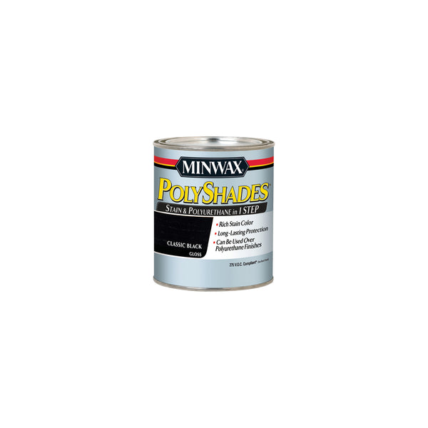 Minwax 21795 1/2 Pint Classic Black Polyshades® Gloss Wood Stain