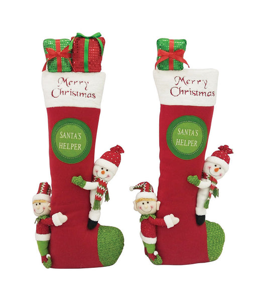 Celebrations Snowman/Elf Stocking Christmas Decoration Multicolored Polyester 1 pk (Pack of 2)