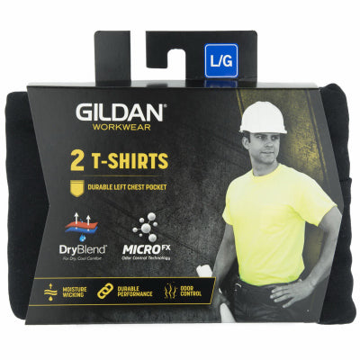 Short Sleeve Pocket T-Shirts, Black Cotton, M, 2-Pk