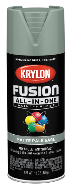 Krylon Pale Sage Matte Fusion Oil-Based All-in-One Spray Paint 12 oz. (Pack of 6)