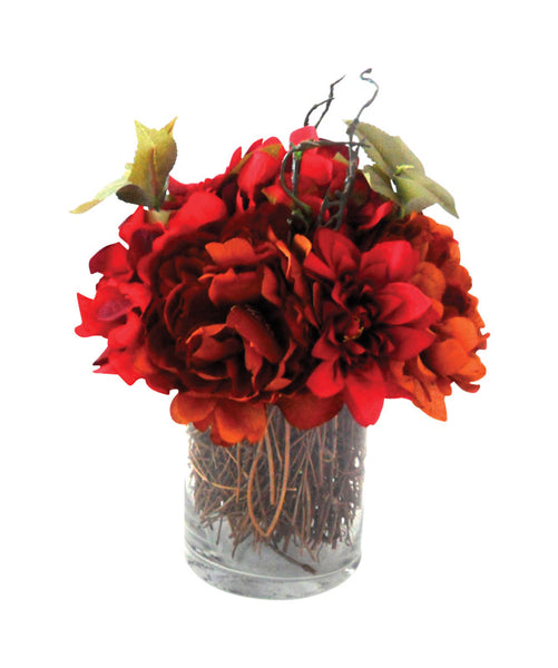 Celebrations Hydrangea with Glass Vase Fall Decoration 10 in. H x 9 in. W 1 pk (Pack of 6)