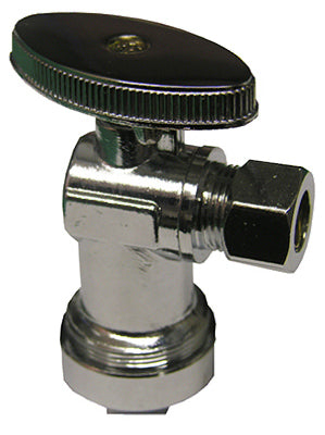 Angle Stop Valve, Chrome, 5/8 x 3/8-In.
