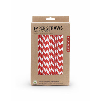 Pajitas de papel biodegradables, color rojo, 144 unidades.