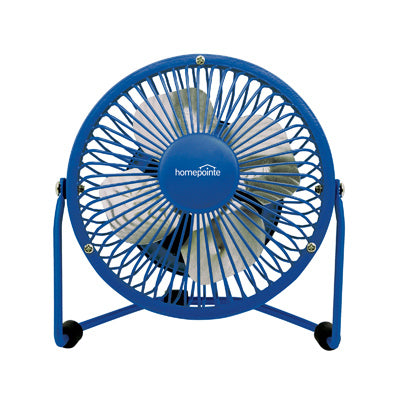 Ventilador personal de alta velocidad, USB/110 voltios, azul, 4 pulgadas.