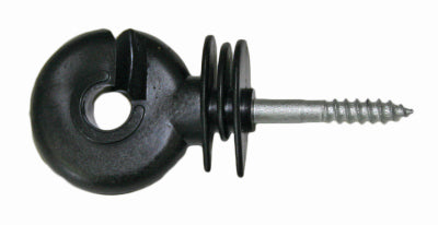 POSTES DE MADERA NEGROS CON AISLADORES ATORNILLADOS