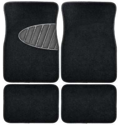 Alfombrillas para automóvil, alfombra negra con almohadilla de talón, 4 piezas.