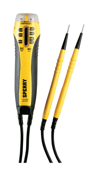 Probador de voltaje de alta resistencia Sperry negro/amarillo Batería LR44 de 120 a 600 V