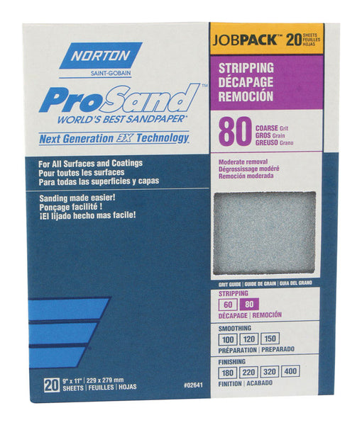 Papel de lija de 9 x 11 pulgadas, 80 g, paquete de 20