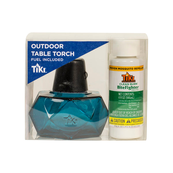 Antorcha de mesa de vidrio TIKI Clean Burn BiteFighter de colores surtidos, 4 pulgadas de largo x 3,5 pulgadas de alto x 3,5 pulgadas de ancho (paquete de 6)