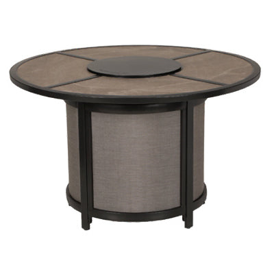 Mesa para fogata a gas LP de Edison Park, altura de balcón, acabado gris, diámetro de 54 pulgadas