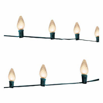 Faceted Oversized LED C-Bulb Light String, Warm White, Green Wire, 20-Ct.