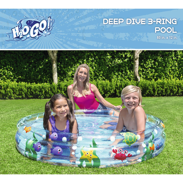 Piscina inflable redonda de 3 anillos Bestway H2OGO! Deep Dive de 74 galones, 12 pulgadas de alto x 5 pies de diámetro