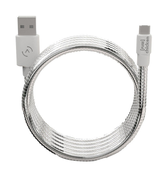 Fuse Chicken Silver/White Cell Phone Accessories Android and Micorosoft devices 3.3 ft. L