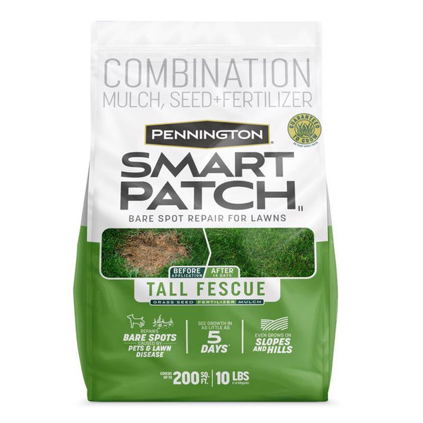 Kit de reparación de semillas, fertilizantes y mantillo para césped alto de festuca para sol o sombra de Pennington Smart Patch, 10 lb