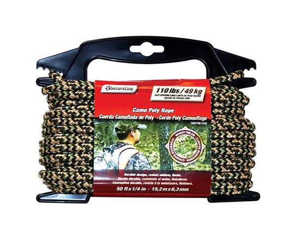 SecureLine 1/4 in. Dia. x 50 ft. L Camouflage Diamond Braided Polypropylene Rope