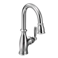 Grifo monomando cromado de arco alto con barra desplegable