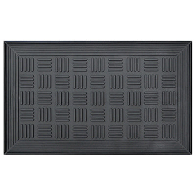 Floor Mat, Vinyl, Charcoal Black, 20 x 30-In.