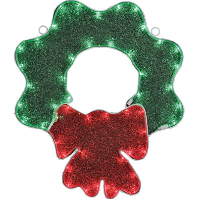 Decoración navideña con luces LED para ventana, cinta de luces con forma de corona verde, 45 cm (paquete de 4)