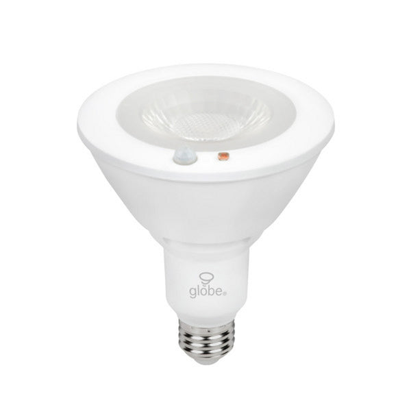 Bombilla LED Globe PAR38 E26 (mediana) activada por movimiento, luz blanca cálida, equivalente a 90 vatios, paquete de 1