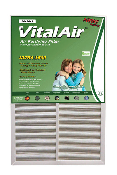 Filtro de aire Vitalair de 16" x 20" x 1" con carga electrostática Merv11