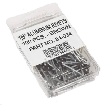 Remaches para canalones, aluminio marrón, 1/8 pulg., paquete de 100.