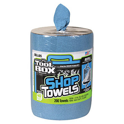 Recambio de toalla de taller azul para balde dispensador de agarre grande, 200 unidades.