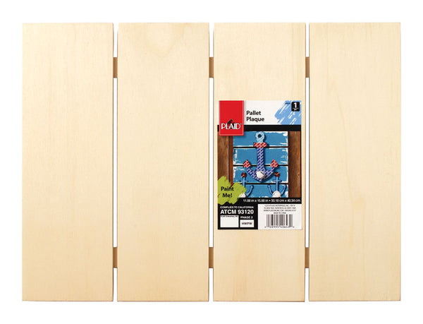 Plaid 15.9 in. H x 11.88 in. W x 1 in. L Natural Beige Wood Pallet Plaque (Pack of 3)