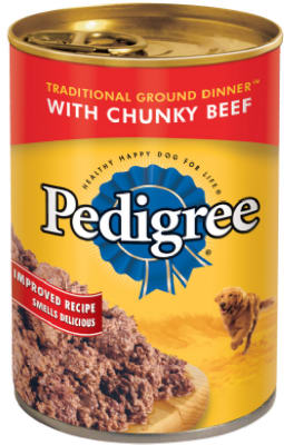 Alimento para perros, carne picada en trozos grandes, lata de 13,2 oz (paquete de 12)