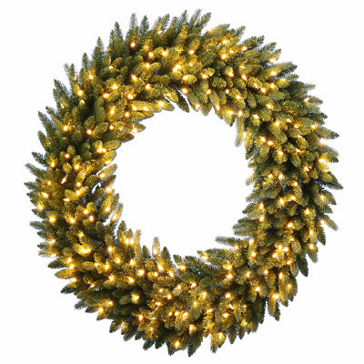 Feel Real Grande Fir Artificial Wreath, 200 Warm White LED Lights, 48-In.