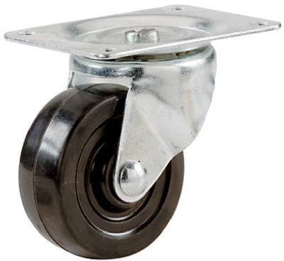 Rueda giratoria con placa, rueda de goma blanda, 1-9/16 pulg.