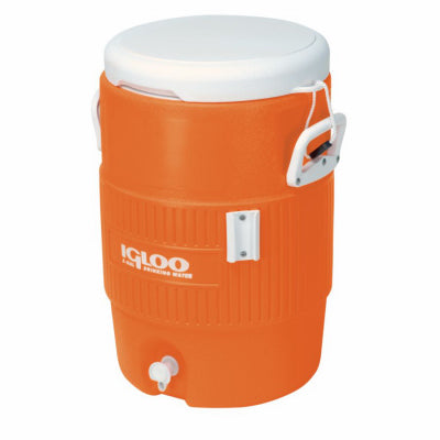 Jarra para bebidas, color naranja, con tapa y asas blancas, 5 galones