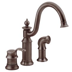 Grifo de cocina monomando de arco alto de bronce frotado con aceite