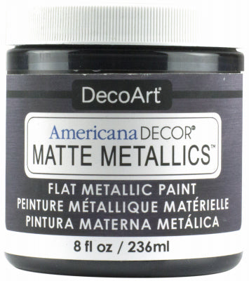 Pintura para manualidades metalizada mate Americana Decor, color carbón, 8 oz (paquete de 3)
