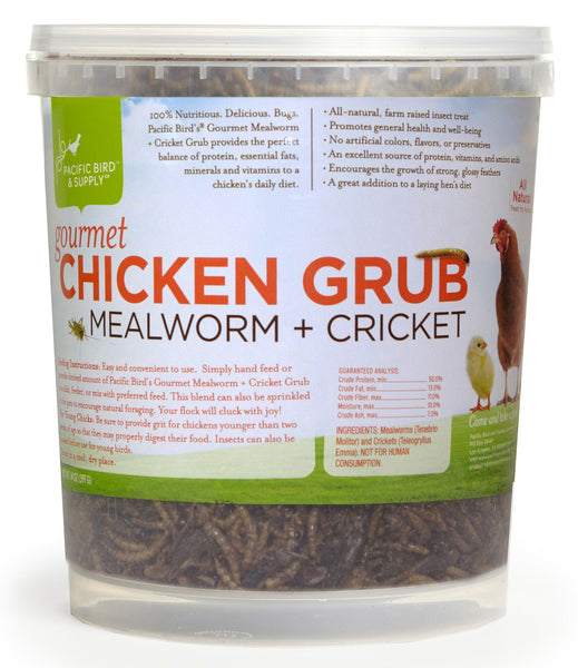 Pacific Bird & Supply Co Inc Pb-0052 14 oz de comida gourmet para pollo, gusanos de la harina y grillos
