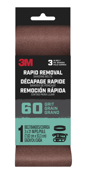 3m Belt3x211pk60 3 X 21 Rapid Removal 60 Grit Power Sanding Belt