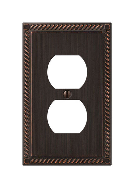 Amerelle Georgian Aged Bronze Bronze 1 gang Die-Cast Metal Duplex Outlet Wall Plate 1 pk