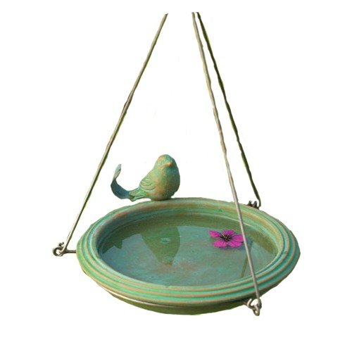 BIRDBATH TEAL ROUND HANGING