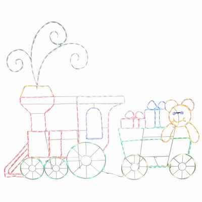 Juego de motor de tren y furgón de cola, luces LED multicolor, 60 pulgadas