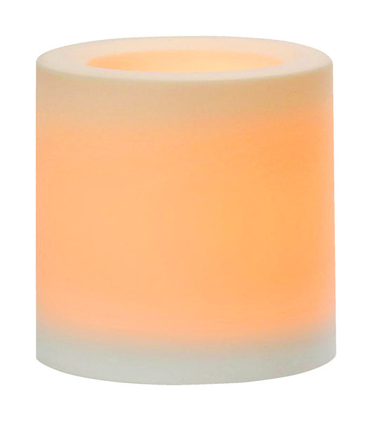 Vela de pilar para exteriores blanca Inglow de 4 pulgadas de alto x 4 pulgadas de diámetro (paquete de 4)