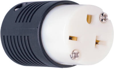 Straight Blade Connector, 2-Pole, 3-Wire Grounding, Black & White, NEMA 6-20R, 20-Amp, 250-Volt
