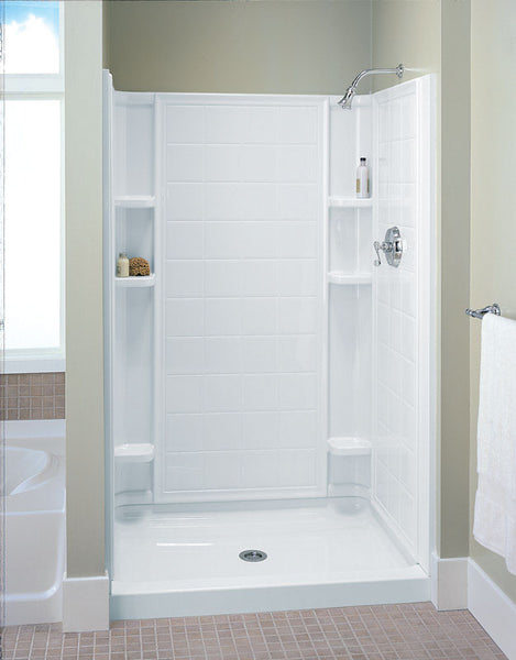 Pared trasera de ducha blanca Sterling Ensemble