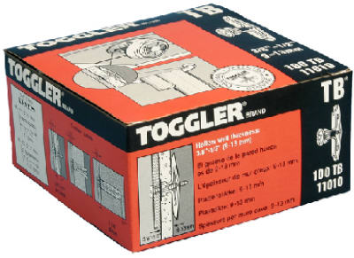 Anclajes para paredes huecas TB, 3/8-1/2 pulg., paquete de 100.